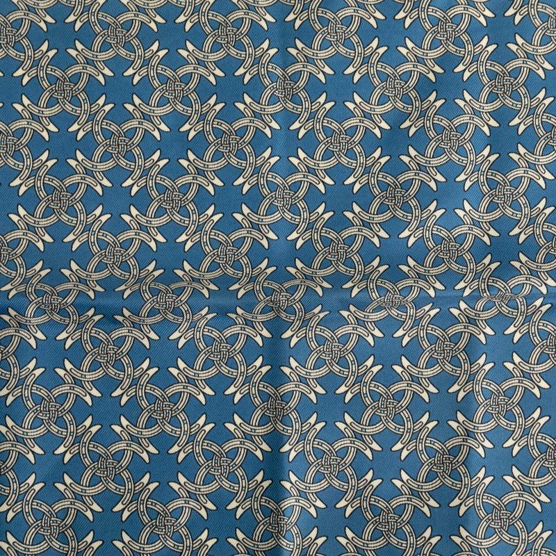 Hermes Carré 45 Petit Carré Blue White Silk Women Hermes