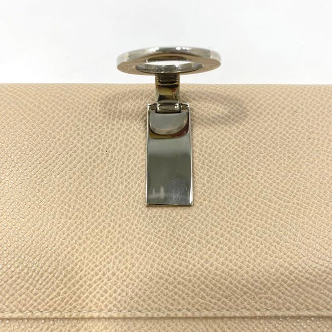Bulgari Bifold Long Wallet Beige Silver Hardware Bulgari