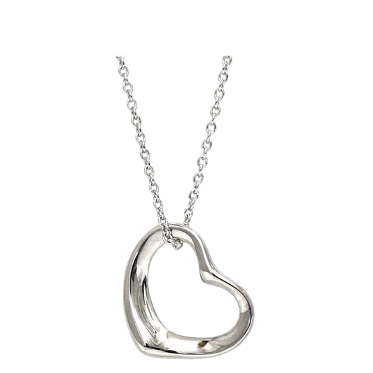Tiffany & Co Open Heart Necklace Ec22787 Silver
