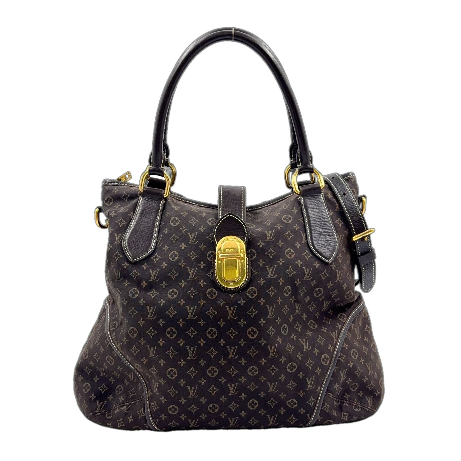 Louis Vuitton Elegance Monogram Idylle Leather Canvas Dark Brown Handbag Gold
