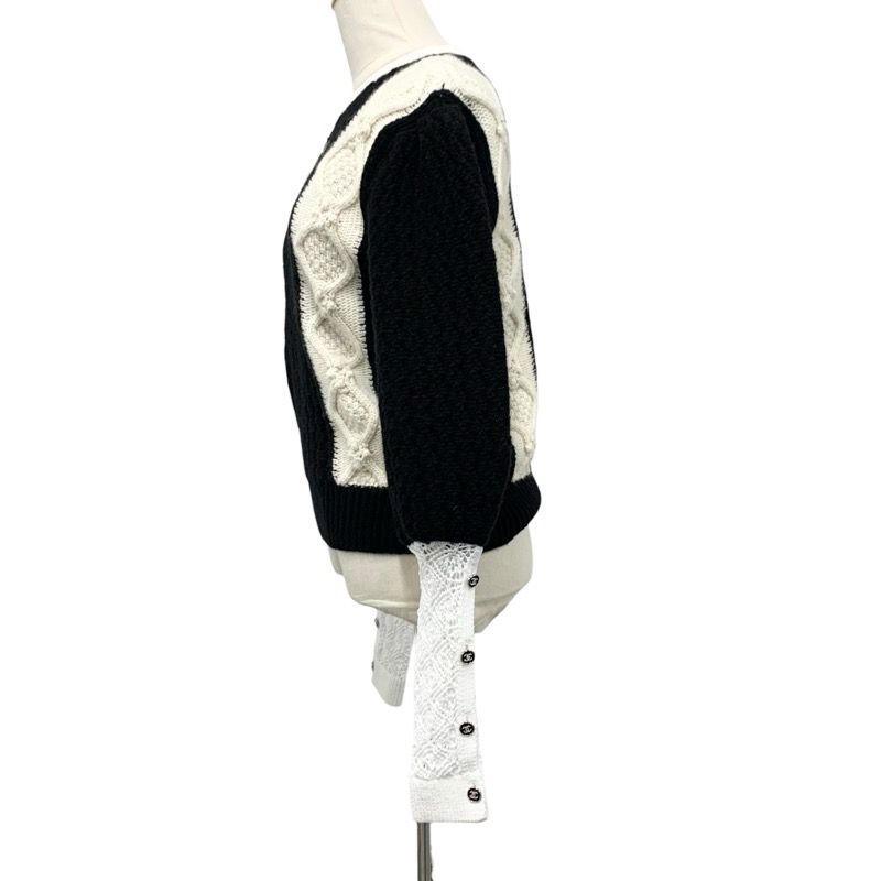 Chanel Tops Wool Black White Coco Mark Knit Sweater