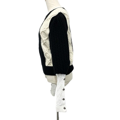 Chanel Tops Wool Black White Coco Mark Knit Sweater