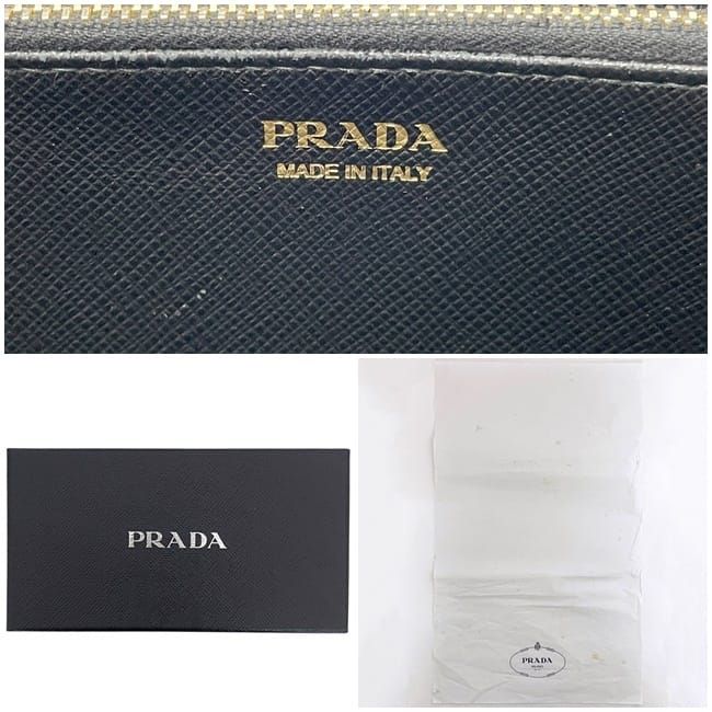 Prada Round Zipper Long Wallet Black NERO 1ml506 Excellent Condition