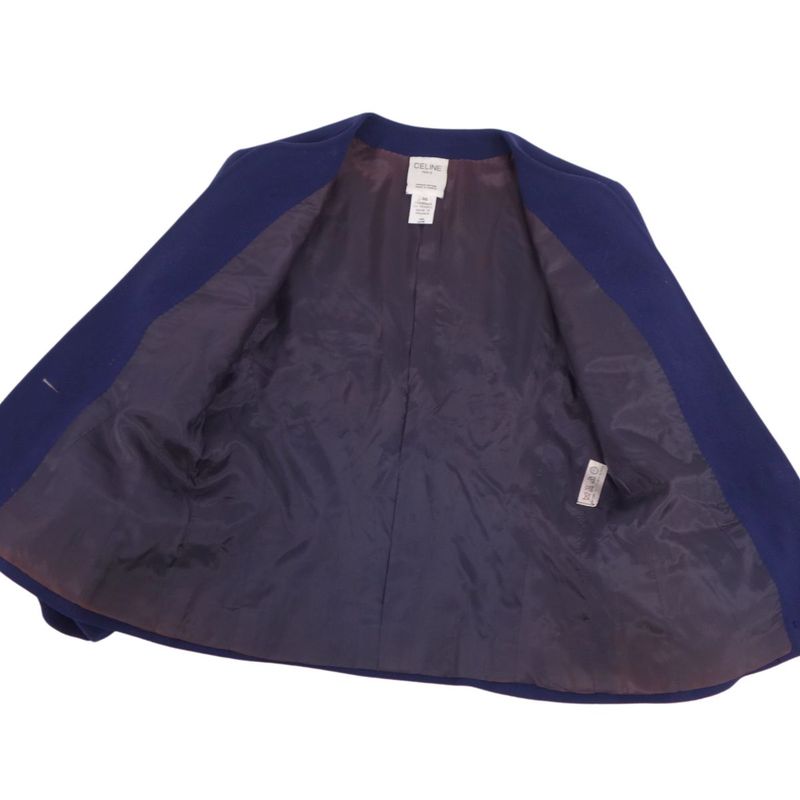 Vintage Celine Jacket Collarless Jacket Macadam Button Wool Outerwear Women 38