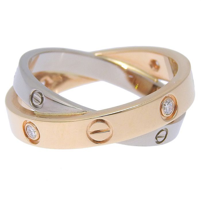 Cartier Be Love 6P Diamond Ring 18K Pink Gold 18K White Gold 750 Pink Gold