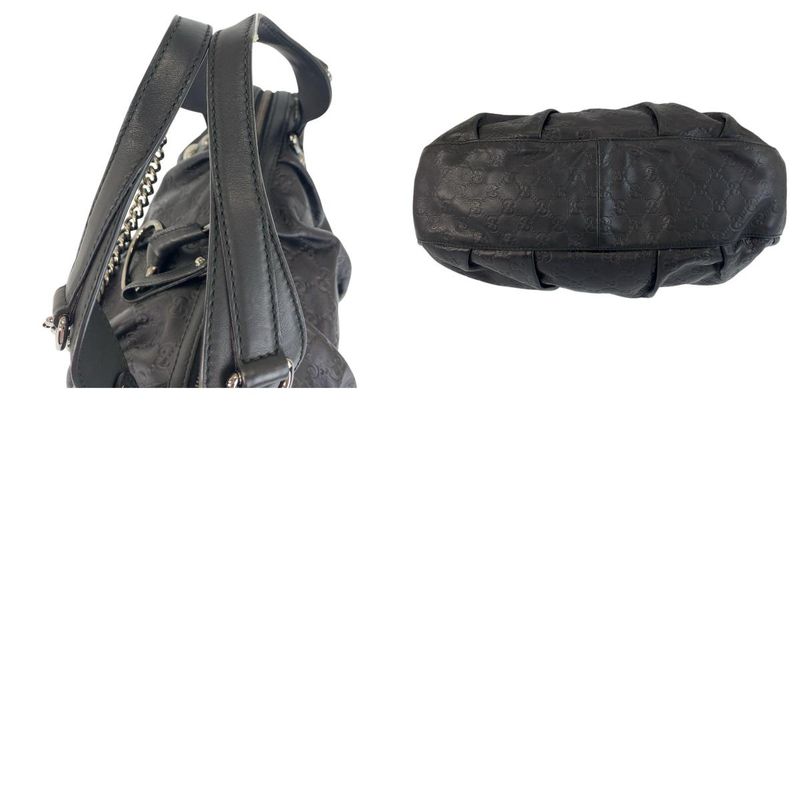 Gucci Horsebit Guccissima Black Silver Hardware Leather 228594 Handbag Shoulder