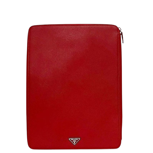 Prada Binder Red Fuoco 2n0835 Excellent Condition Saffiano
