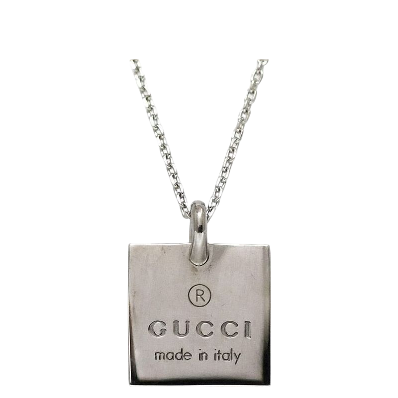 Gucci Square Logo Plate Necklace Ec22785 Silver