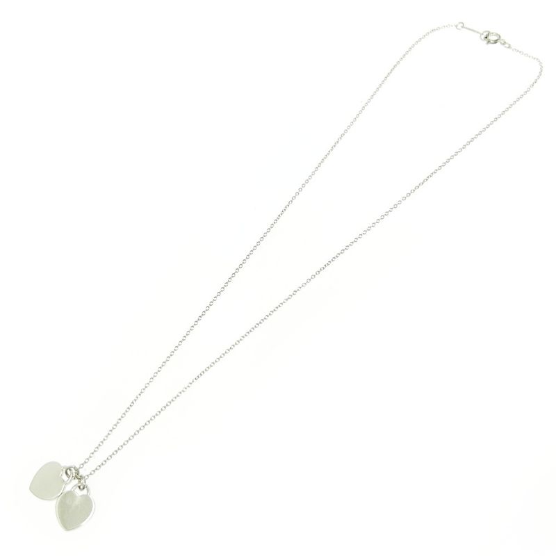 Tiffany & Co Silver Return to Mini Double Heart Necklace 2.9g 925 Engraved