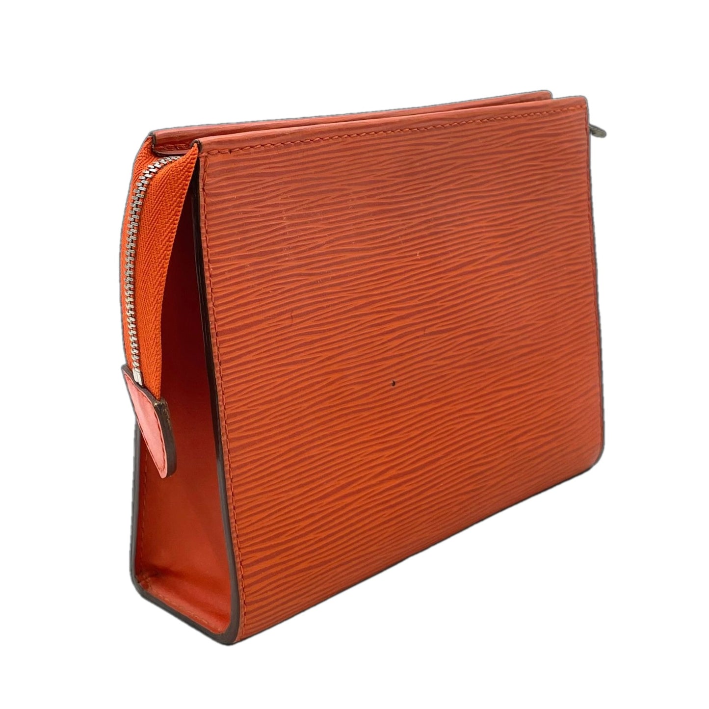 Louis Vuitton Poche Toilette Epi Leather Orange Pouch Silver — view 2