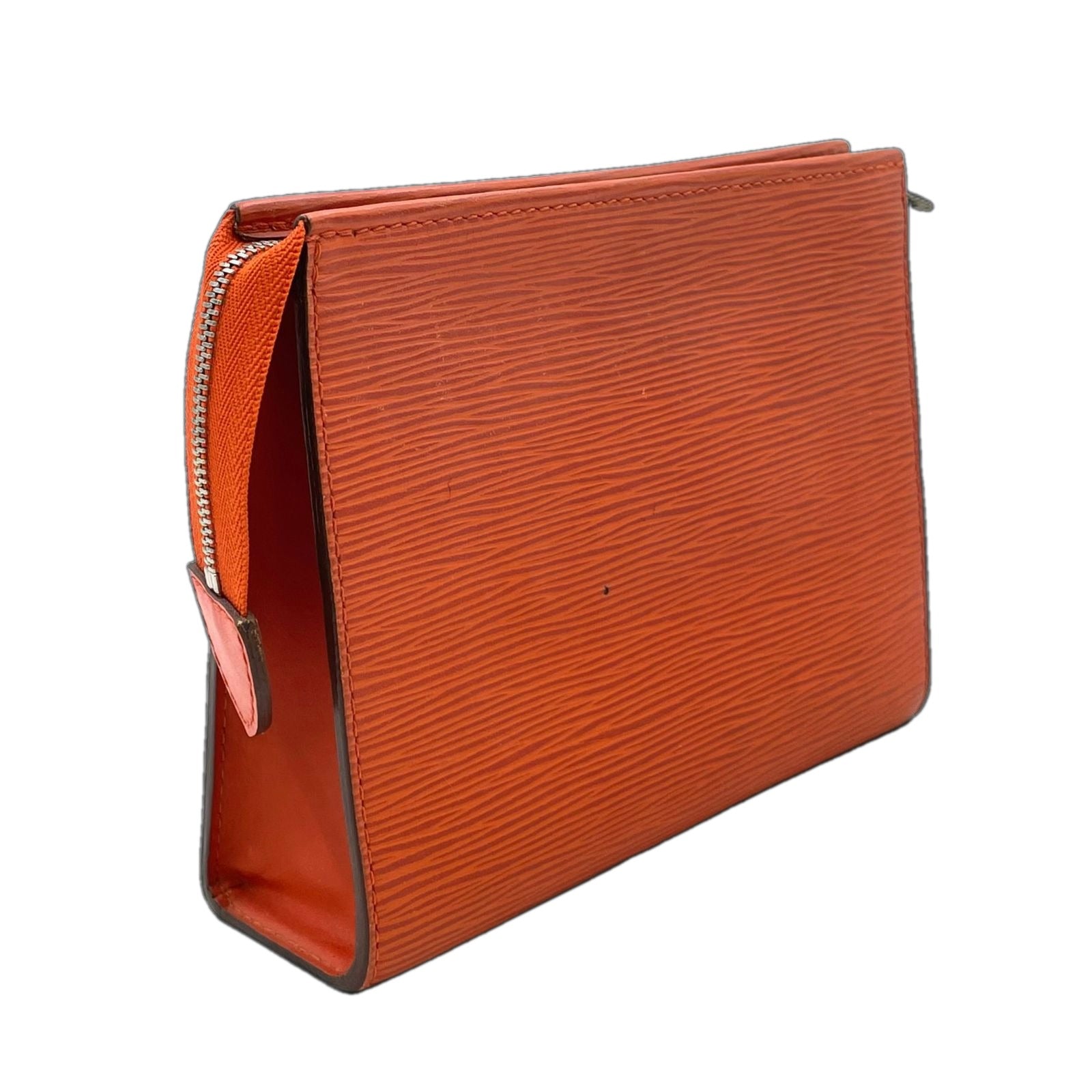 Louis Vuitton Poche Toilette Epi Leather Orange Pouch Silver — view 2