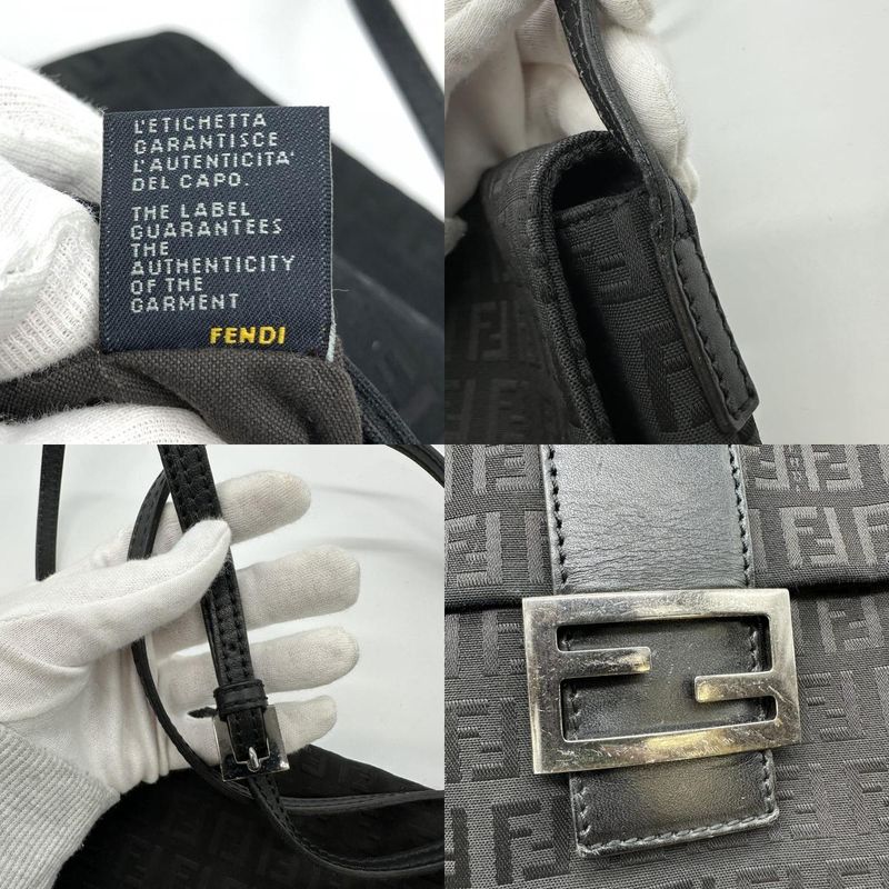 Fendi 2305 8bt075 Zucchino Shoulder Bag Canvas Black Ladies Men Fashion