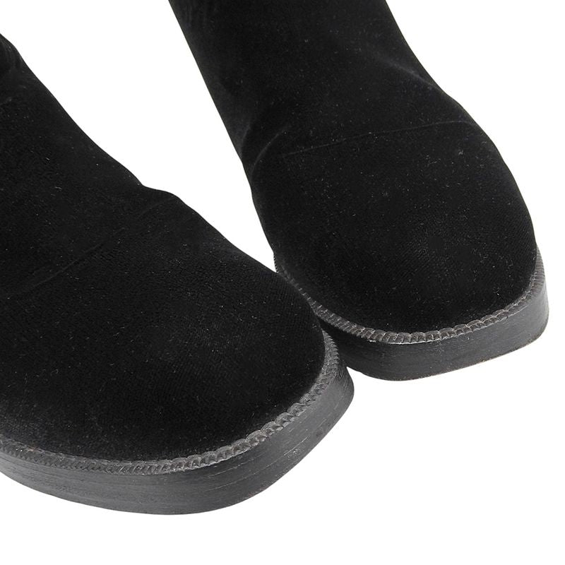 Chanel Deca Coco Mark Velvet Long Boots 36.5 23-23.5cm (9.25in) Pecos Boots