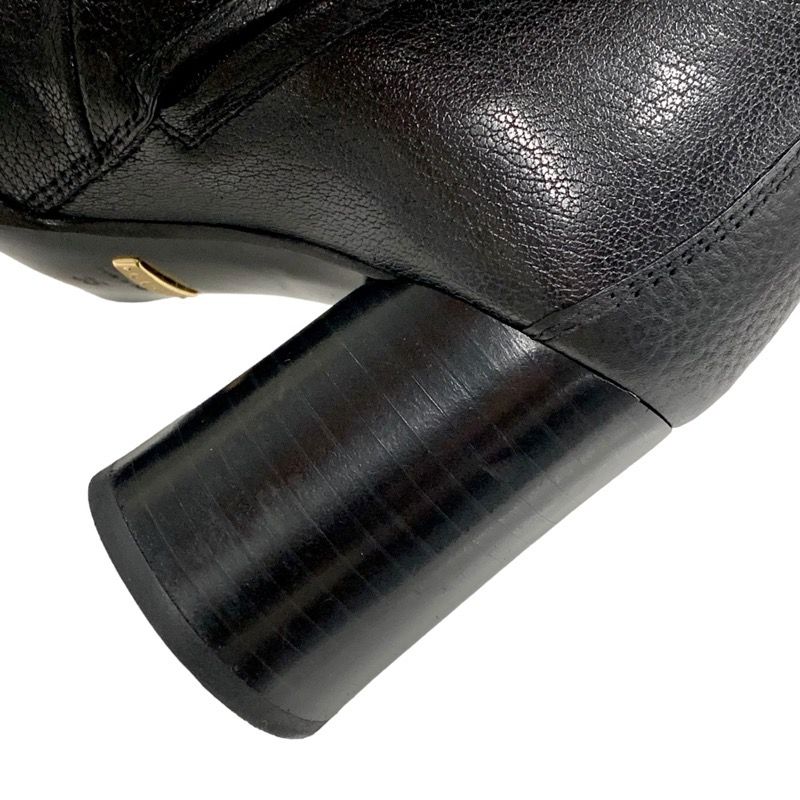 Gucci Boots Short Boots Shoes Chain Belt Leather Black Gold