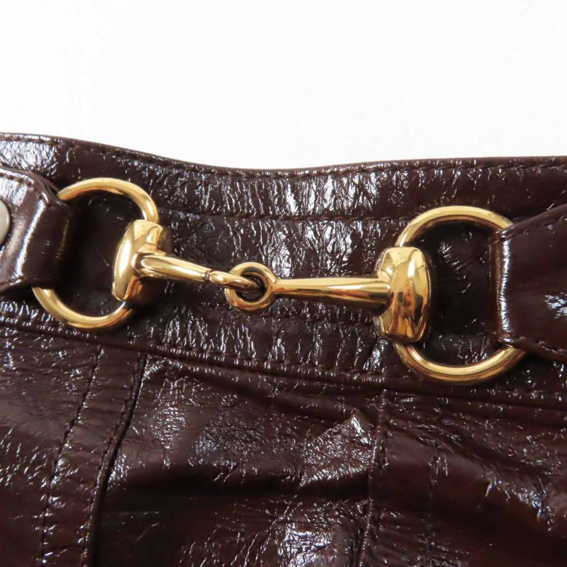 Gucci 410797 Lamb Leather 100% Silk Lining Horsebit Skirt Brown Gold Hardware