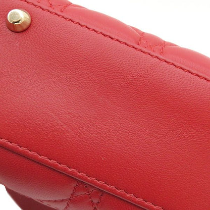 Christian Dior 2way Bag Lady Dior Mini Lambskin Red Gold Hardware Red Shoulder
