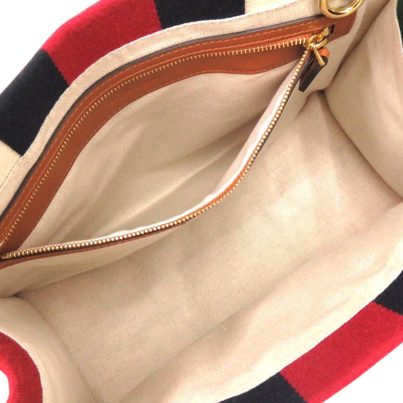 Gucci 2way Sherry Line Interlocking G Patch 727728 Canvas White Tote Bag 0254