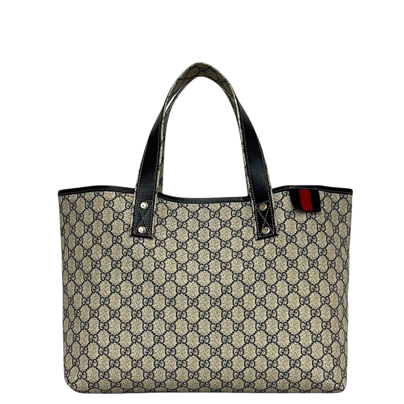 Gucci Tote Bag Beige Navy GG Supreme 211134