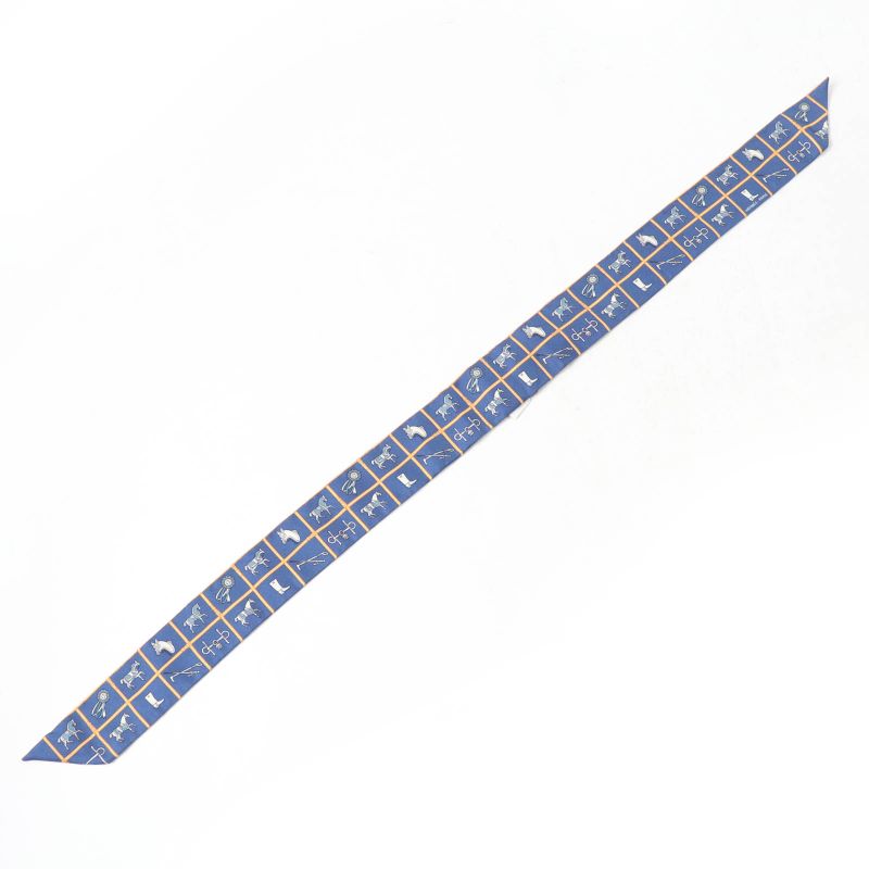 Hermes Twilly Couvertures Et Tenues De Jour Horsewear 100% Silk Marine Beige