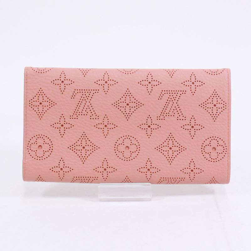 Louis Vuitton Portefeuille Amelia Mahina Leather Pink Wallet Silver M58157