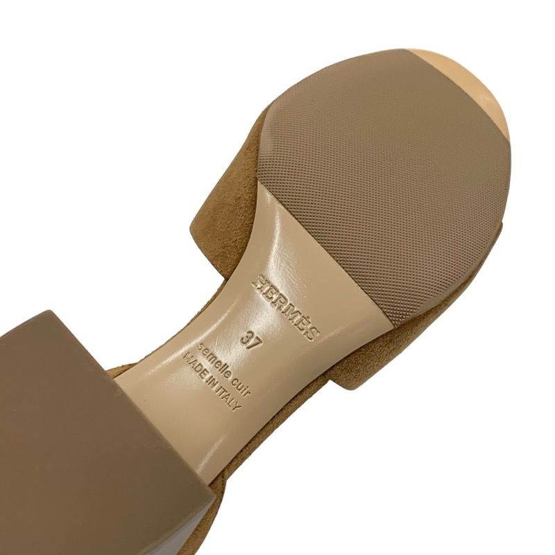 Hermes Sandals Shoes Suede Brown Ankle Belt