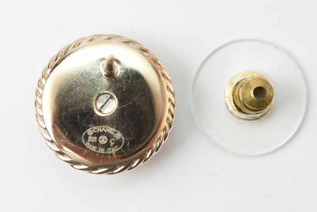 Chanel Earrings Chanel Circle Motif Logo CC Gold Rhinestone