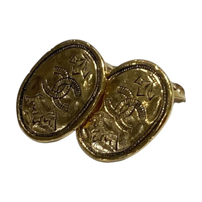 Chanel ⑤ Vintage Crown Motif Coco Mark Earrings Ladies Gold