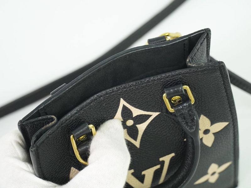 Authentic Louis Vuitton LV Petite Sac Pla Monogram Empreinte Leather 2WAY