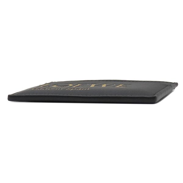 Loewe Card Case Embossed Plain Card Holder Calf Black and Gold Black Logo