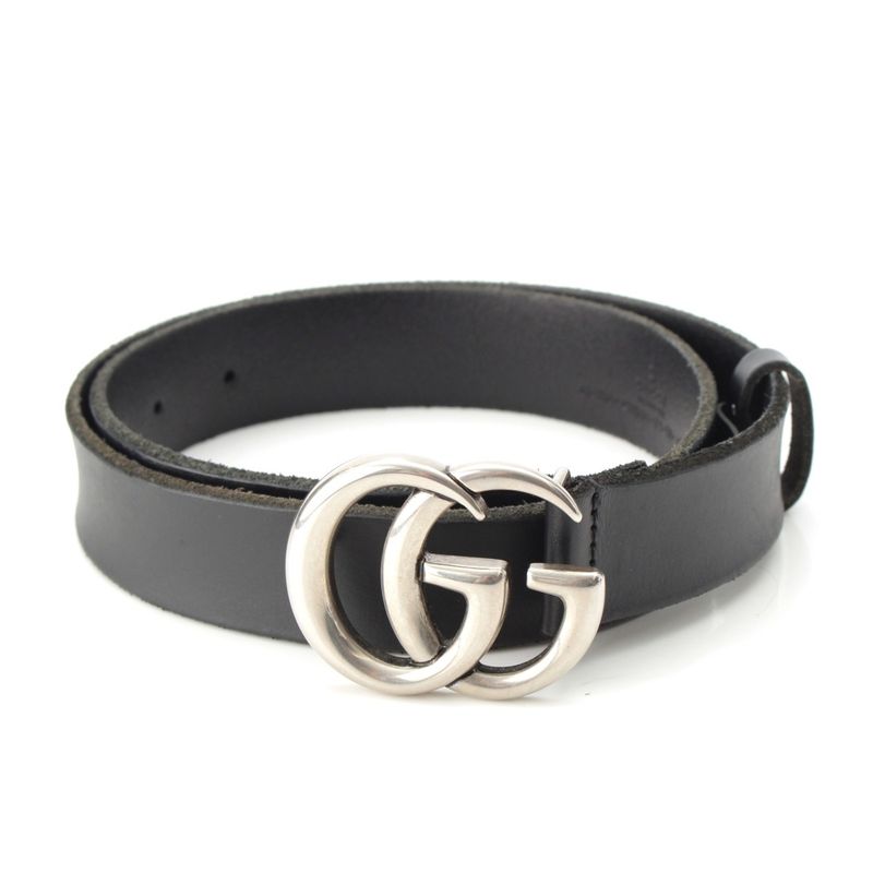 Gucci Leather GG Marmont Double G Slim Belt 414516 Black 7520