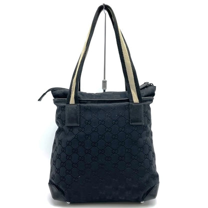 Gucci 019 0402 Tote Handbag GG Canvas Leather Black Simple Casual Ladies Men