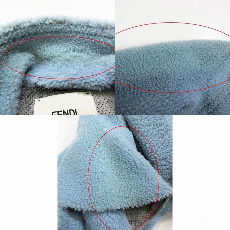 Fendi Lamb Mouton Double Riders Jacket Short Length Light Blue Size 40 Ap12-15-4