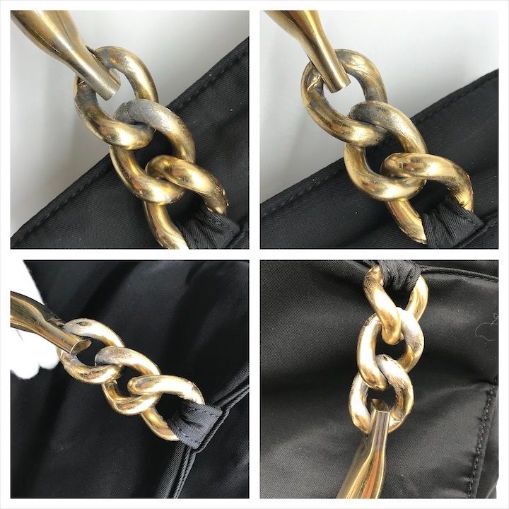 Prada Nylon Tessuto Metal Handle Hand Bag Black Bag