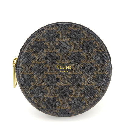 Celine Coin Case Triomphe 10d222bq3.38no PVC Leather Black Brown Gold Hardware