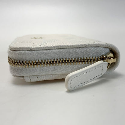 Chanel Cocomark Caviar Skin Classic Zip Coin Purse Matelasse Ap0216 White