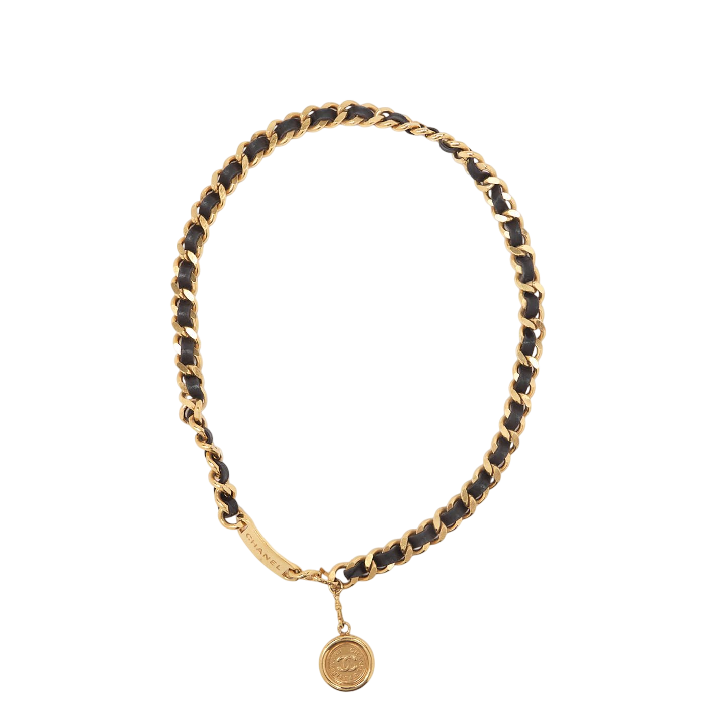 Chanel Coco Mark Chain Belt GP X Leather Black X Gold (gold Plated) Gold Chain