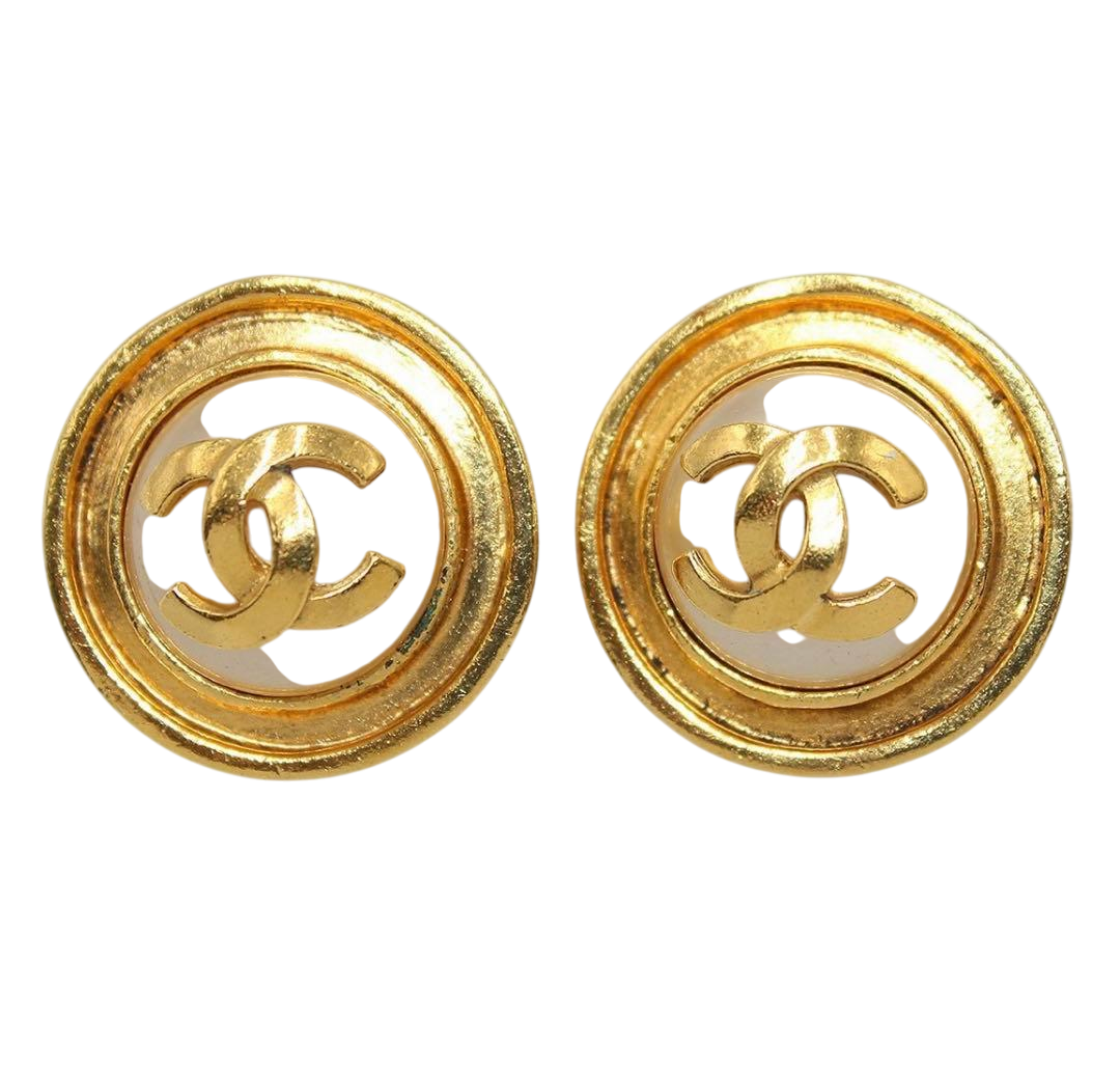 Chanel Coco Mark Faux Pearl Round Earrings