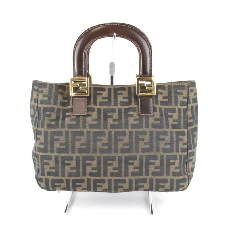 Fendi Zucca Handbag Khaki Canvas