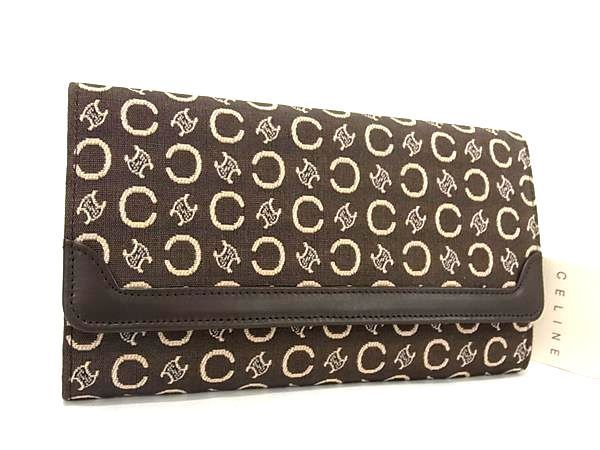 Celine C Macadam Canvas And Leather Bifold Long Wallet Women's