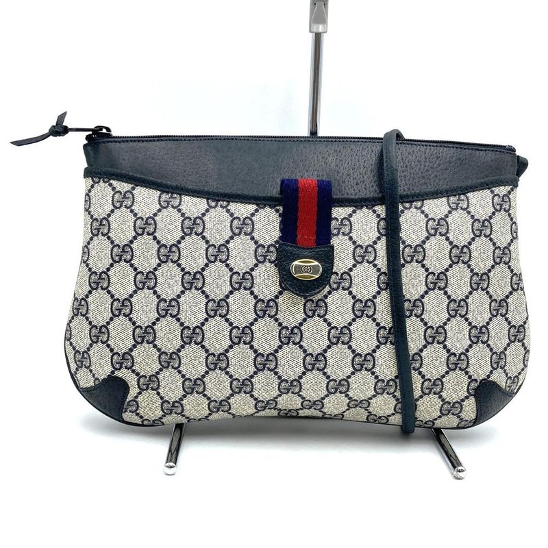 Gucci 904 02 026 Shoulder Bag GG Supreme Vintage Old Gucci Navy Women Men