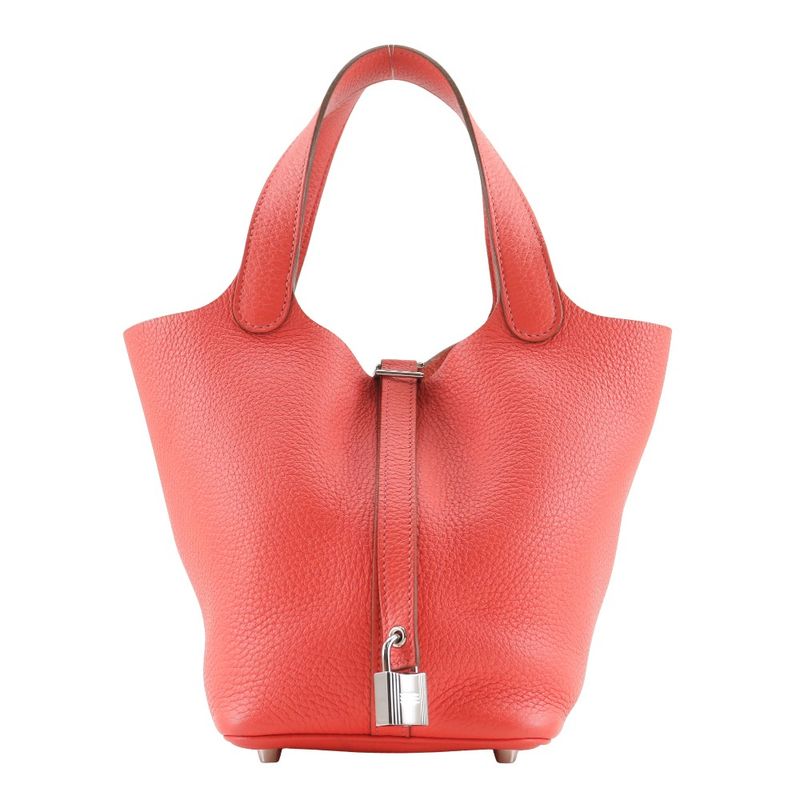 Hermes Picotin Lock 18 PM Taurillon Clemence Rouge Pivoine Pink/silver Hardware