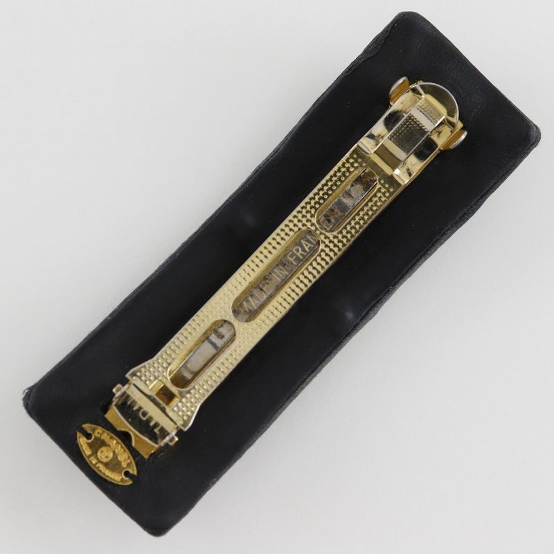 Chanel Coco Mark Suede And Gold Plated Black Women's Barrette