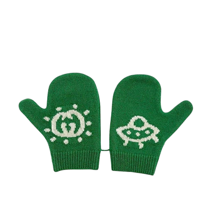 Gucci Children's Gloves Green Interlocking 788514 3k206