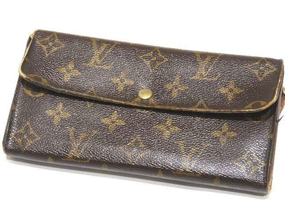 Louis Vuitton Long Wallet ◇ Monogram Portefeuille Sarah Medium Zipper 10-credit-
