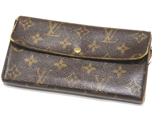 Louis Vuitton Long Wallet ◇ Monogram Portefeuille Sarah Medium Zipper 10-credit-