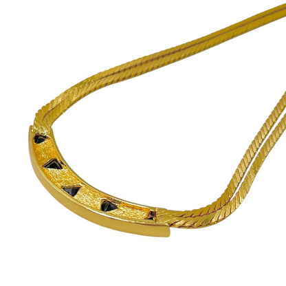 Christian DIOR Necklace 2strands Colored Stones Black