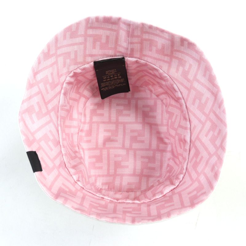 Fendace Fxq698 Silk Fendi Versace Reversible FF Logo Allover Hat With Logo