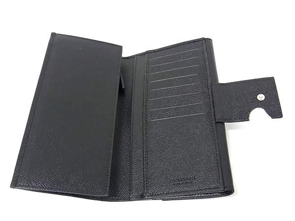 Bvlgari Leather Bifold Long Wallet Men Ladies Black Fh7541