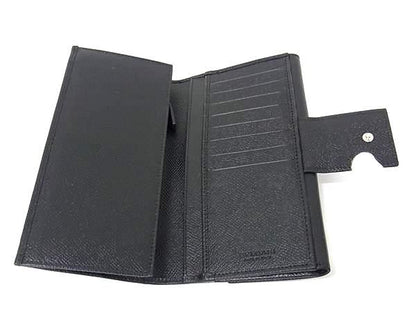 Bvlgari Leather Bifold Long Wallet Men Ladies Black Fh7541