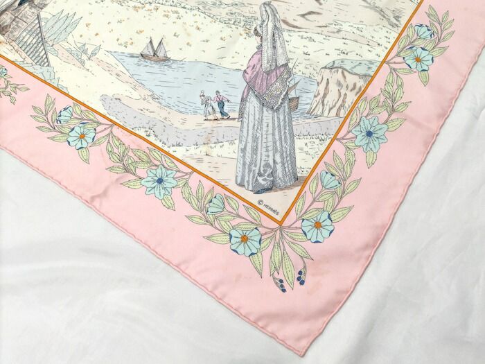 Hermes Carre 90 Scarf Costumes DES Departements Department Costume Silk Pink